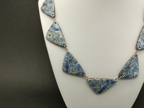 Collier bleu bronze triangle