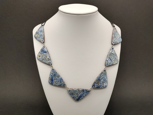 Collier bleu bronze triangle