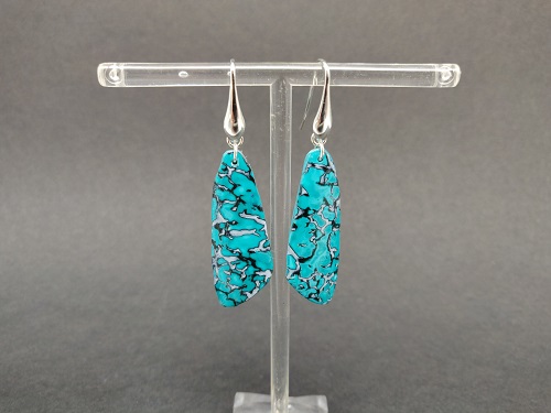 Boucle d’oreille en argent, bleu-vert