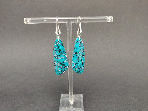 Boucle d’oreille en argent, bleu-vert