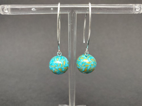 Boucle d’oreille en argent, turquoise, or